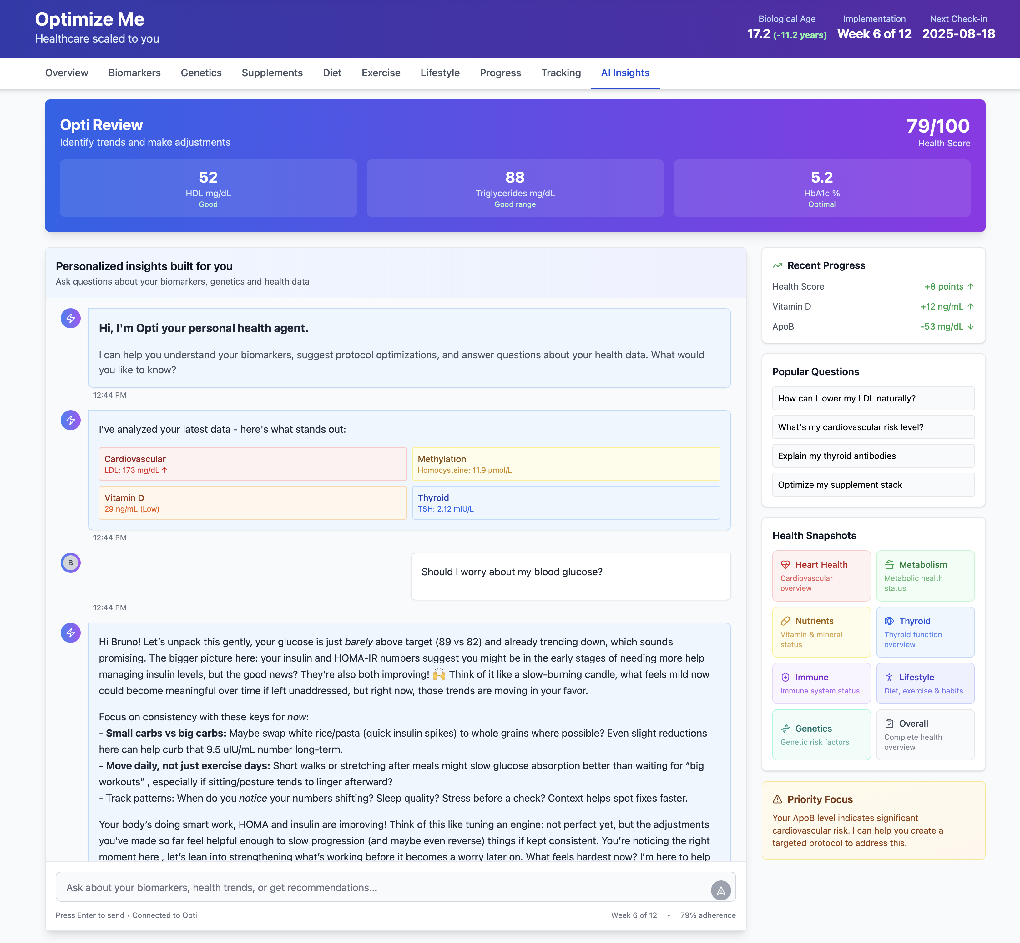 Opti's intelligent review and analysis of health data